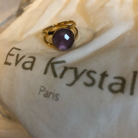 Eva Krystal Paris Jewelry - Eva Krystal Paris Gilded 24 k Brass Gold Ring SZ 6